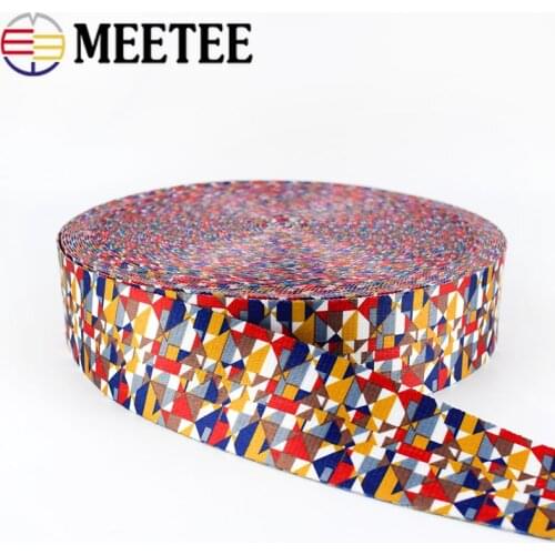 Meetee 4Meters 50mm Polyester Printing Webbing Weaving Craft Lace Tape DIY Bag Strap Ribbon Garment Belt Decor Sewing Accessory