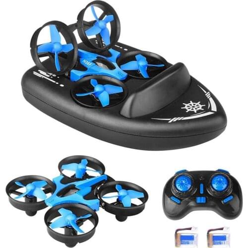 Upgraded 2.4G Mini RC Drone Headless Quadrocopter Land Driving Boat with LED lights Auto Hovering 2 speed modes One key return