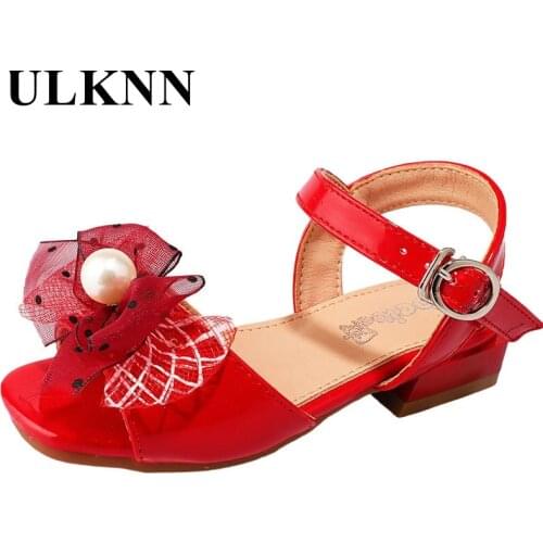 ULKNN Fashion Bow Footwears For Kids Girls Princess Sandal Childrens Solid Sandals Summer Spring Casual Shoes 26-37 High Heel