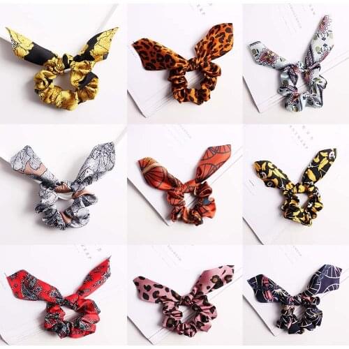 Fashion Hair Scrunchies Jewelry Ponytail Holder Women Hair Elastic Hair Bands For Girl Scarf Bow Tie Hair Accessories