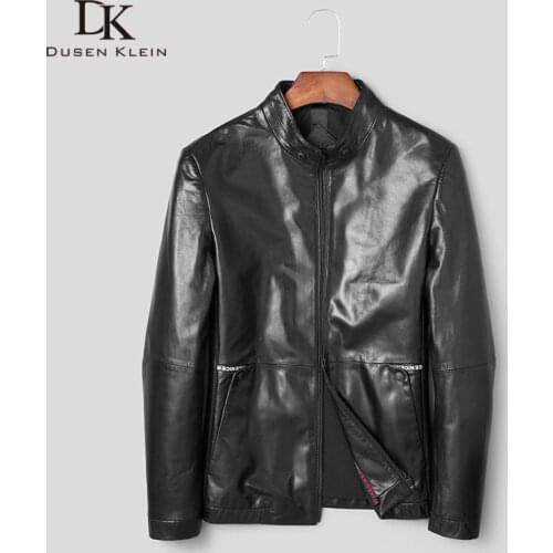 Men Genuine Leather Jacket Real Sheepskin Jackets Casual Short Black Pockets 2019 Autumn New Jacket for Man J8815