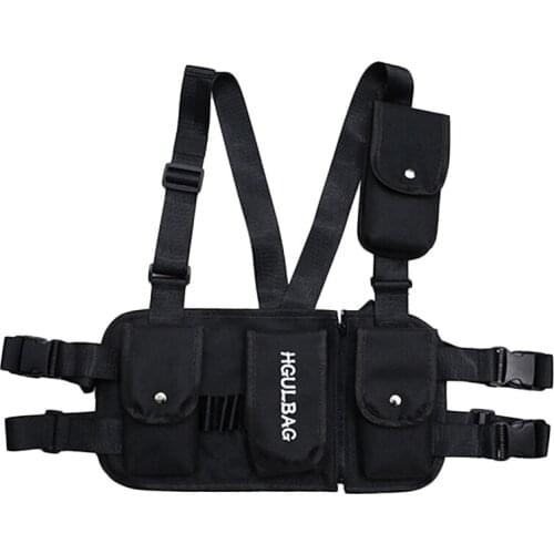 Men Chest Rig Bag Women Waist Pack Hip Hop Shoulder Crossbody Man West Vest Chest Black Streetwear Bags