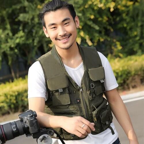 Men Outdoor Casual Multi-pocket Fishing Vest Breathable Wear-resistant Photography Sleeveless Jacket Climbing Hiking Waistcoat