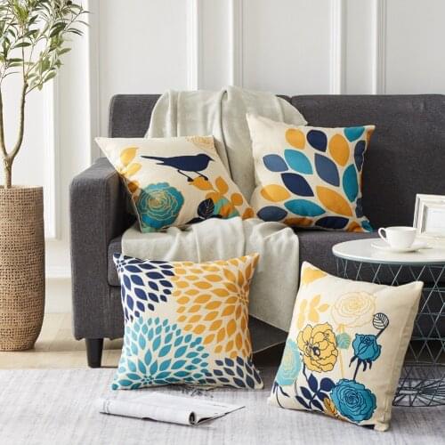 2020 New Hot Fashion 4 Styles Fashion Pillowcase Flower Bird Print Household Pillowcase Cushion Covers Square Pillow Accessories