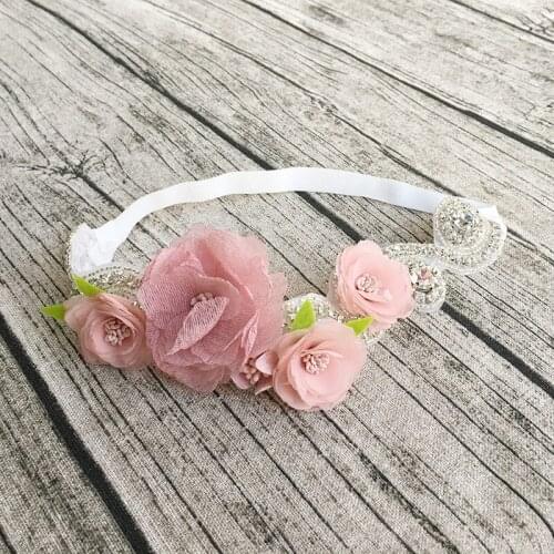 Blush Pink Flower Rhinestone Headband