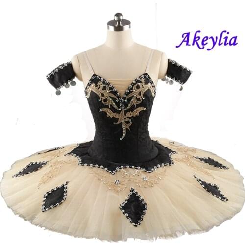 Harlequinade Ballet Costume For grils Columbine Doll Classical Tutu Ballet Costume Black Beige Harlequin Style Tutu Dress Women
