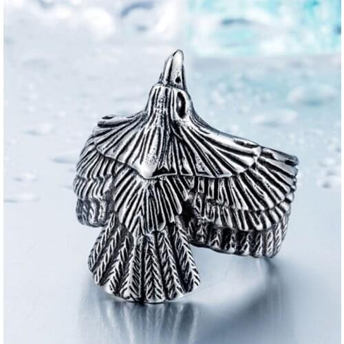 Retro Flying Eagle Rings for Men Rock Punk Gothic Couple Ring Silver Color Animal Index Finger Ring Hiphop Jewelry Dropshipping