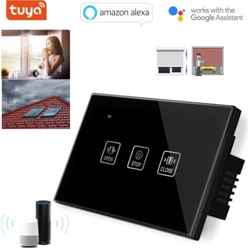 US Touch Wall Switch WiFi Curtain Switch for Electric motor Roller Shutter,Blinds shades Smart Home Works with Alexa Google Home