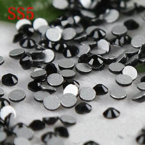 SS5 black 1440pcs nail art rhinestones flatback non hot fix rhinestones for nails