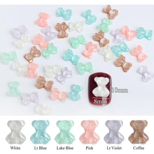 Resin Jelly Color 8x10MM Bear Shape 30/100Pcs Nail Art Rhinestones Apply to DIY Manicure Accessories Decorations