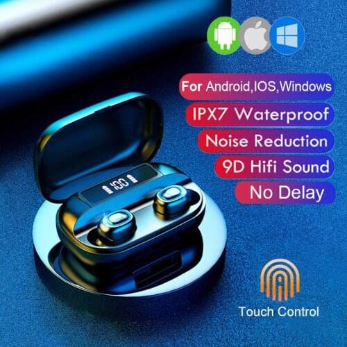 TWS Bluetooth Earphones Wireless Headphone 9D Stereo Headset Sport Waterpoof Earbuds Microphone With Charging Box For Smartphone