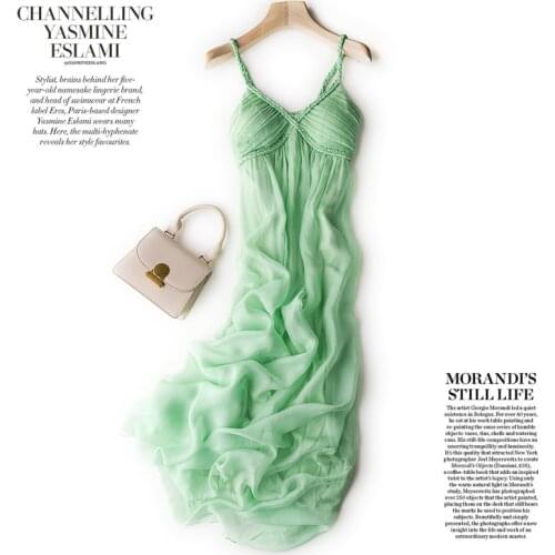 100% Silk Summer Dresses for Women 2021 Maxi Boho Dress Female White Sexy Dress Elegant Sleeveless Vestido De Mujer Pph5024