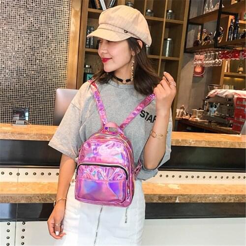2019 Mini Bags For Women Silver Pink Fashion Laser Backpack Youth Bag Teenage Girls Female Korean Trend Personality School Bag
