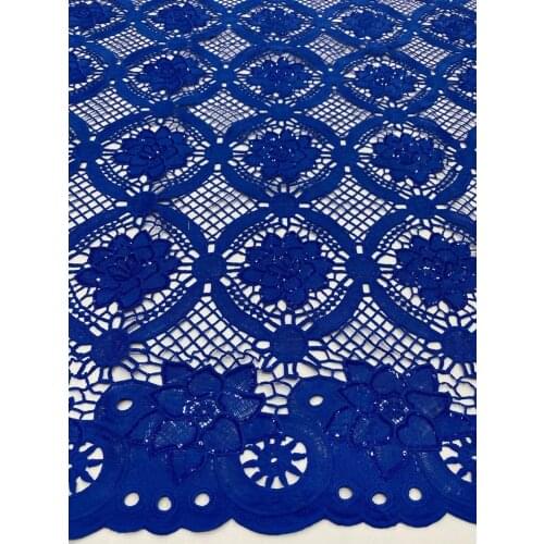 5yards/pc) Plain royal blue African cord lace fabric with sequins 2021 newest Nigerian lace fabric for party dress WZZ031