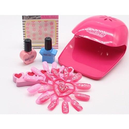 9 Pcs Girls Makeup Set Water-based Nail Polish Set Cosmetics Toy with Nail Dryer Easy to Tear Nail Polish Girl Toys