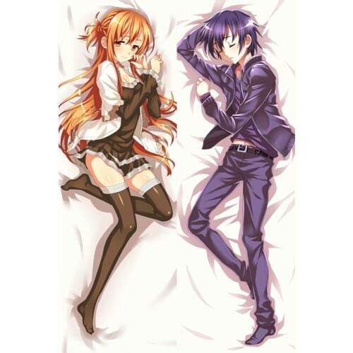 Anime Sword Art Online Kirito Asuna Cosplay Dakimakura Hugging Body Cushion Pillow Case Pillow Cover