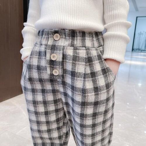 Toddler Girl Pants Plaid Pattern Pants For Girl Spring Autumn Kids Pants Casual Style Kid Clothes