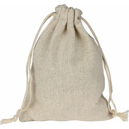 Linen 10Pcs/lot 8*10/9*12/10*14/13*17cm Jute Drawstring Pouch Burlap Bags Wedding Birthday Party Gift Bags Jewelry Supplies
