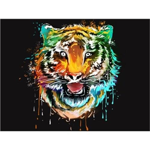 Tiger Head Digital Oil Painting By Numbers Canvas Wall Picture DIY Hand Painted R7RC