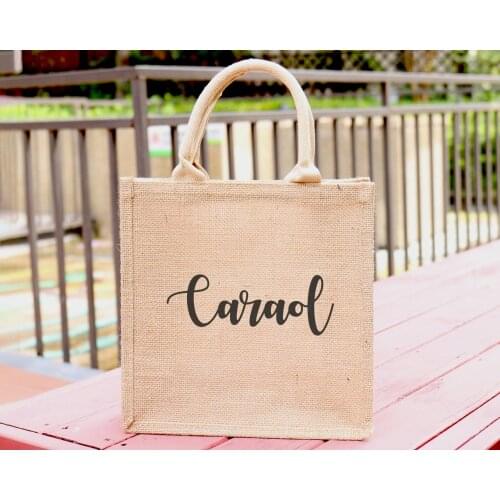 Custom Name Beach Burlap Tote Personalized Monogrammed Bridesmaid Bachelorette Shabby Chic Wedding Gift Bridal Shower Mrs Wifey