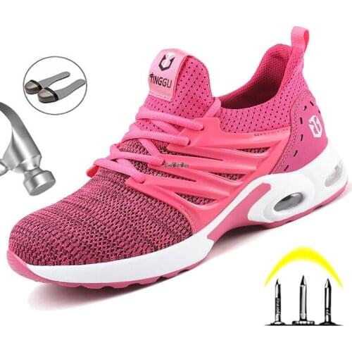 Dropshipping 2021 Women Safety Shoes Lightweight Fashion Breathable Work Sneakers Safety Boots Steel Toe Cap Work Shoes For Men