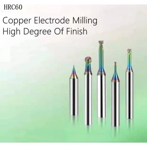 HRC60 Copper Electrode Milling Cutter Micro Diameter Miniature Rib Corner Radius End Mill Tungsten steel plain milling cutter