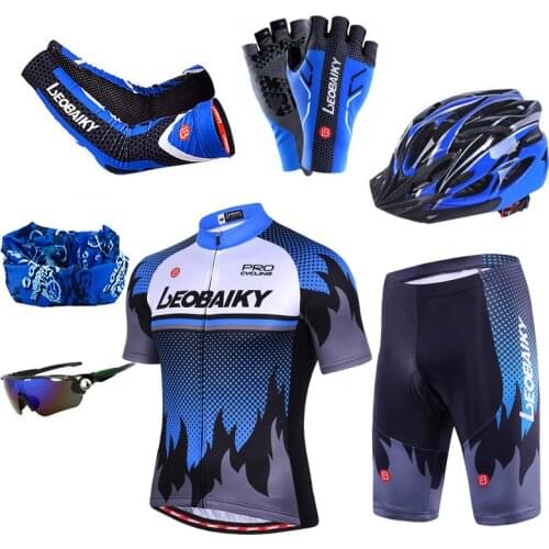 LEOBAIKY Hot Pro Team 2021 Summer Men Cycling Jersey Set Short Sleeve Mountain Bike Clothing Mtb Bicycle Clothes Sport Wear