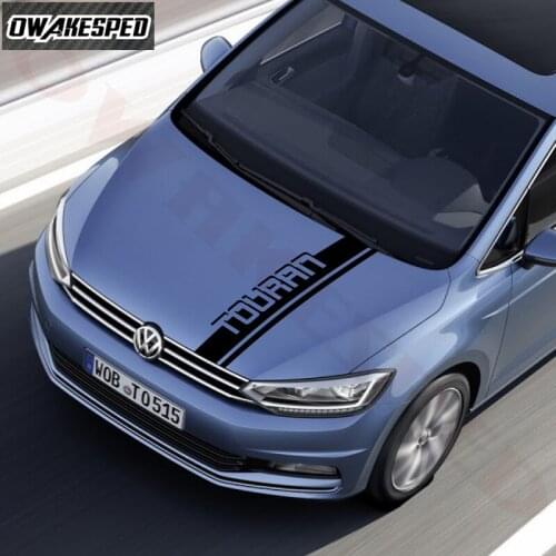 Car Hood Bonnet Sticker Racing Sport Stripes For-Volkswagen Touran Auto Engine Cover Decor Vinyl Decals Exterior Accessories