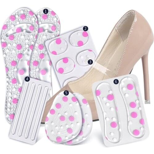 Hot Sale 6 In 1 Silicone Feet Care Liner Set Silica Slip-resistant Foot Shoes Stickers Cushion Pads Transparent Gel Stickers