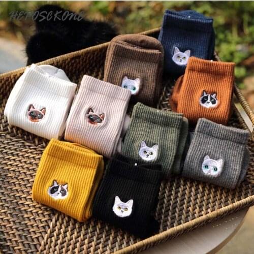 Japanese Harajuku Warm Cute Animal Funny Socks Women Kawaii Novelty Embroidery Cotton Socks Skarpetki Calcetines Mujer Sokken