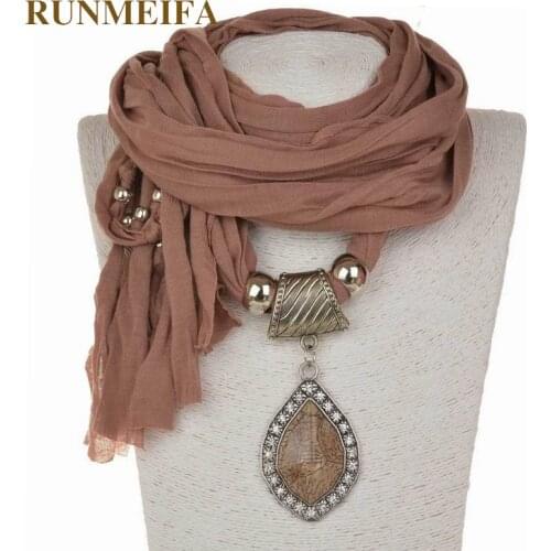 New Design statement jewelry scarf necklace for women fashion Luxury Charms accessories Pendant necklace scarf Scarves in stock