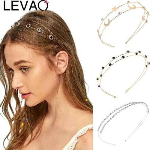 LEVAO Korean Metal Star Hairband For Women Turban Bezel Gold Silver Headwear Female Hairband Wedding Hair Accessories