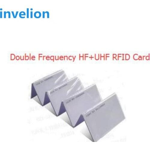 Passive long range plastic blank printable pvc rfid cards Dual frequency rfid card 860-960mhz UHF+13.56mhz Maifare(HF) rfid card