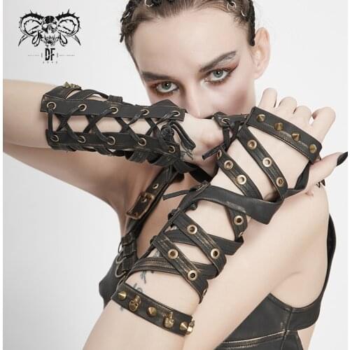 Devil Fashion Womens Steampunk Long Gloves Punk Novelty Hollow-out Fingerless Gloves