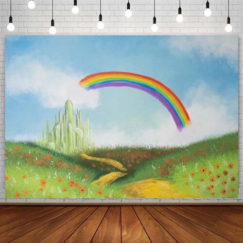 Rainbow Backdrops Clouds Castle Flower Lawn Baby Shower Portrait Photography Background Photoshoot Studio Photozone Decor Props