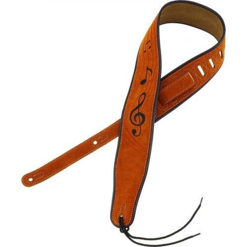 Genuine Leather Cow Suede Durable Guitar Strap Note Pattern 7cm Widen with Antifriction Design for Acoustic Electric Bass Guitar