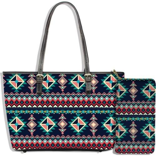 Luxury Women Handbags Purses Set Ethnic Polynesian Tribes Printing Casual Tote Lady Shoulder Bags Custom Top-Handle Bag Wallet