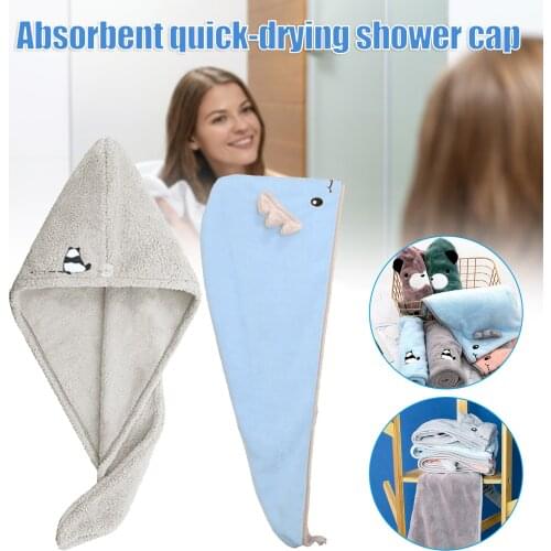 Dry Hair Cap with Cute Animal Pattern Geometric Model Absorption Quick Dry Durable Comfortable Soft for Bathroom XHC88