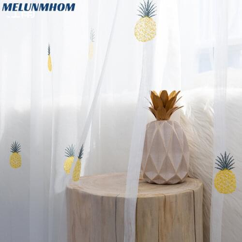 Curtains Dormitorio Simple Embroidery Pineapple Tulle For Living Room Bedroom Sheer For Kids Finished Customization
