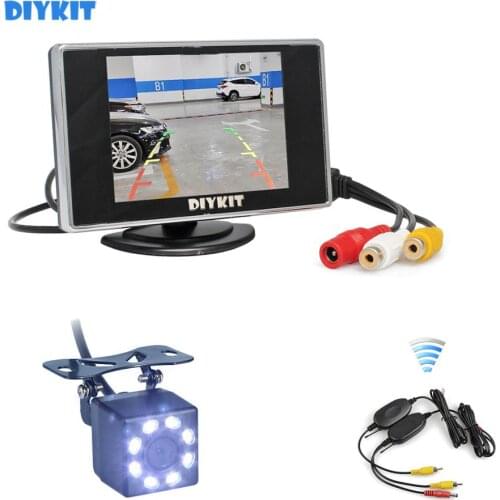 DIYKIT Wireless 3.5" TFT LCD Backup HD Car Monitor Rear View Car LED Camera Kit Reversing Auto Parking Assistance System