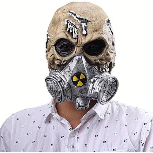 Scary Adult Latex Skull Gas Halloween Cosplay Mask Horror FULL Head Party Mask Costume Props