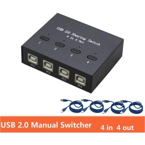 USB Sharing Switch Usb2.0 Hub 4 in 4 out Keyboard and mouse sharing switch Printer sharing for Computer Manual button switcher