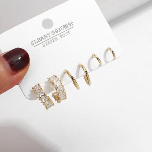 Lifefontier Vintage Zircon Earrings Set For Women Boho Heart Cross Circle Gold Silver Color Metal Stud Earrings Trendy Jewelry