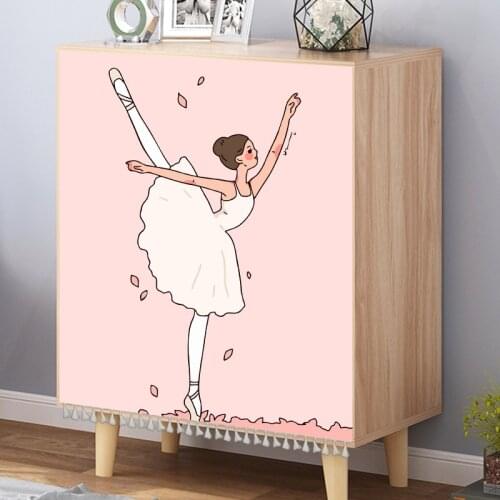 Nordic Girl Waterproof Dust-proof Oil-free Punching Home Partition Curtain Kitchen Shoe Cabinet Door Short Curtain with Vecro