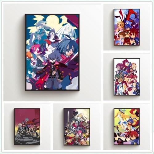 WTQ Canvas Painting Anime Posters Makai Senki Disgaea Retro Poster Wall Decor Wall Art Picture for Living Room Decor