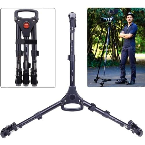Yunteng 900 Professional Photo Aluminum 3 Wheels Pulley Universal Foldable DSLR Camera Tripod Dolly Base Stand Max. Load: 15kg
