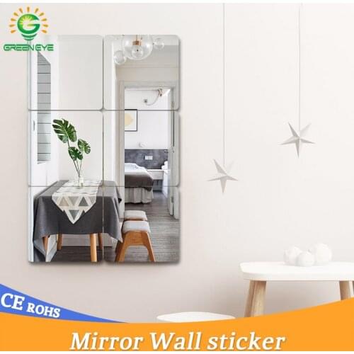 Mirror Self-adhesive Stickers 30*30cm Square Mirror Sticker Crystal Wall Paper DIY 3D Wall Decal Living Room Bathroom Decoration