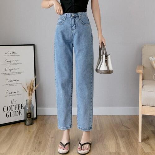 High waist jeans women 2020 spring and autumn new womens girls harem pants loose hole Trousers straight leg Jeans OEM factory