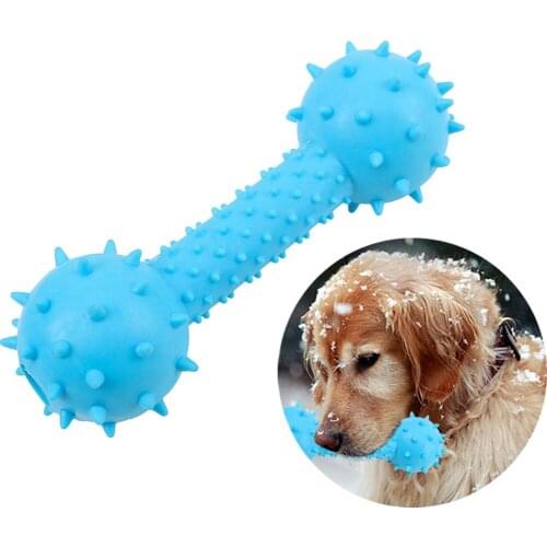 Pet Chew Toy Rubber Dumbbell Pet Dog Cat Puppy Sound Polka Dot Squeaky Toy Bite-Resistant Dog Sound Toy Teething Toy Pet Supply
