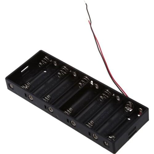 10pcs Plastic Shell Batteries Holder Box for 10 X 1.5V AA Battery Case Battery Holder with Cable